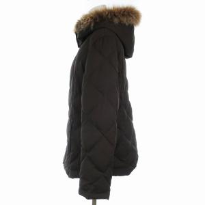 BURBERRY LONDON 子供服 ジュニア キッズ ダウンジャケット ファーフード 裏地ノバチェック 160A ブラウン