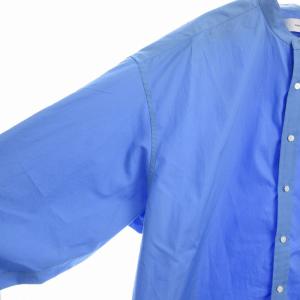 シャツ ノーカラー カジュアル 無地 長袖 F 青 ブルー GM231-50242B  