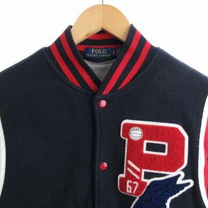 POLO RALPH LAUREN P-WING 復刻 スタジャン フリース S P 紺 ネイビー 赤 レッド