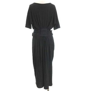 JURGEN LEHL ワンピース ロング 五分袖 リボン コットン 黒 ブラック M