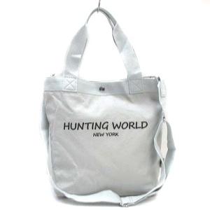HUNTING WORLD BORNEO トートバッグ ショルダー 2way エレファント プリント キャンバス 青系 ブルー系