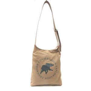 HUNTING WORLD BORNEO リバーシブル ショルダーバッグ クロスボディ ナイロン キャンバス 白 アイボリー 茶 ブラウン
