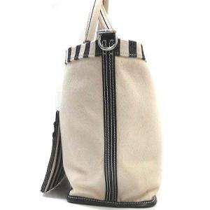 POLO RALPH LAUREN トートバッグ キャンバス レザー ストライプ  アイボリー ブラック 鞄