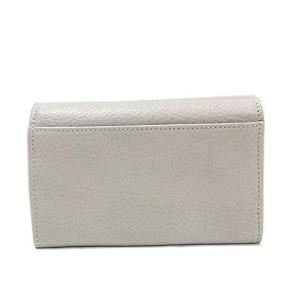 HIROFU 二つ折り財布 ソフトレザー シュリンク ロゴ 白系 ホワイト系