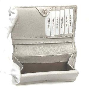 HIROFU 二つ折り財布 ソフトレザー シュリンク ロゴ 白系 ホワイト系