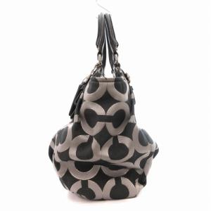 COACH オプアート ハンドバッグ ワンショルダー キャンバス メタルロゴ 18639 グレー系