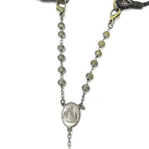 DOLCE&GABBANA ロザリオネックレス クロス コイン レザーコード シルバーカラー