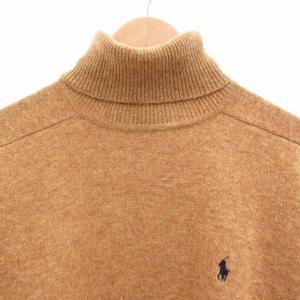 POLO RALPH LAUREN ニット セーター 長袖 タートルネック ロゴ刺繍 ワンポイント L 茶 ブラウン