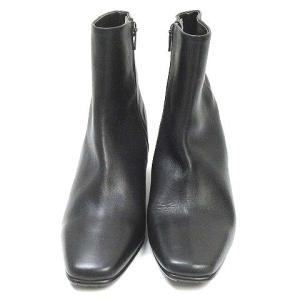 REGAL ショートブーツ レザー スクエアトゥ コーンヒール 黒 ブラック 24cm