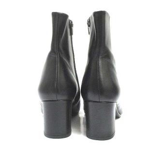 REGAL ショートブーツ レザー スクエアトゥ コーンヒール 黒 ブラック 24cm