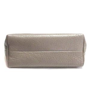 HIROFU ポーチ 小物入れ レザー ラウンドファスナー ロゴ刻印 グレージュ