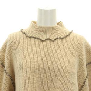 STUDIOUS Bicolor Lockstitch Short Knit ニット セーター ハイネック プルオーバー 長袖 ウール F ベージュ