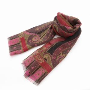 ストール スカーフ ペイズリー柄 シルク ルーレックス 赤 黒 マルチカラー
