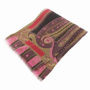 ETRO ストール スカーフ ペイズリー柄 シルク ルーレックス 赤 黒 マルチカラー
