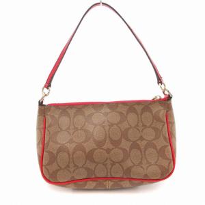 COACH シグネチャー ショルダーバッグ ハンドバッグ 2way ロゴ 総柄 茶 ブラウン