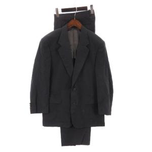 MONSIEUR スーツ セットアップ ジャケット 背抜き シングル 2B パンツ スラックス ストライプ 紺 ネイビー L