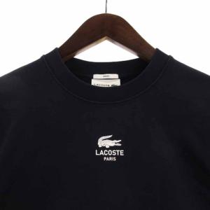 LACOSTE ワンポイングラフィック プリント クルーネック スウェット トレーナー 長袖 プルオーバー SH2736 紺 ネイビー S