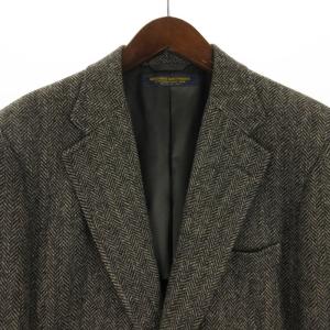 Brooks Brothers テーラード ジャケット シングル 背抜き ツイード ヘリンボーン ウール 黒 ブラック A8 アウター