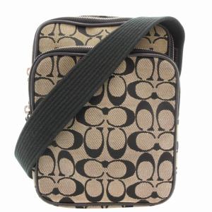 4270 シグネチャー ショルダーバッグ 斜め掛け クロスボディ スクエア キャンバス レザー ベージュ 黒 ブラック