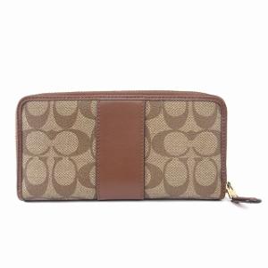 COACH シグネチャー 長財布 ウォレット ラウンドファスナー PVC レザー F54630 茶色 ブラウン