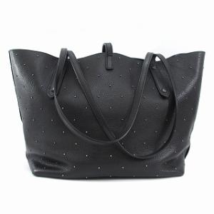 COACH ペブルレザー バンダナ リベット トートバッグ ショルダー 鞄 スタッズ  レザー 55633 黒 ブラック
