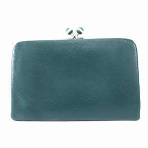 agnes b. 二つ折り財布 がま口 ウォレット 小銭入れ レザー paw07-03 緑 グリーン GY99
