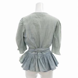 POLO RALPH LAUREN カシュクールブラウス ペプラム フリル M ライトインディゴ GY14