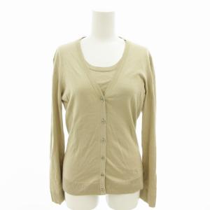 アンサンブル コットンニット カーディガン カットソー 1 ベージュ GY14