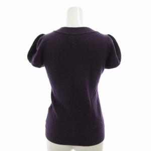 BURBERRY BLUE LABEL 美品 ニット カットソー 半袖 ウール カシミヤ混 紫 パープル GY14