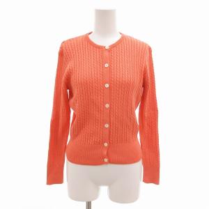 ポロ スポーツ 美品 カーディガン ケーブルニット ホースロゴ刺繍 M サーモンピンク