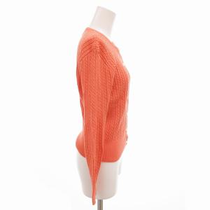 RALPH LAUREN ポロ スポーツ 美品 カーディガン ケーブルニット ホースロゴ刺繍 M サーモンピンク