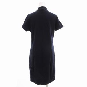 RALPH LAUREN SPORT ポロワンピース 鹿の子 ホースロゴ刺繍 バイカラー ひざ丈 半袖 M 紺 ネイビー