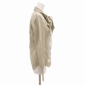 RALPH LAUREN ボウタイシャツ ブラウス チェック 長袖 4 アイボリー