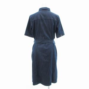 BURBERRY LONDON デニムワンピース ひざ丈 半袖 プリーツ 40 インディゴブルー