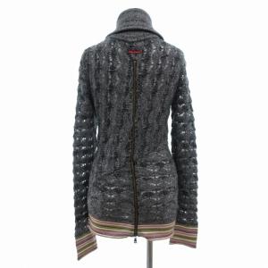 D&G ドライバーズニット モヘヤ混 ジップアップ タートルネック グレー