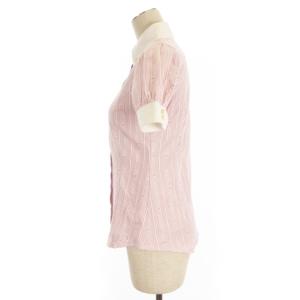 BURBERRY BLUE LABEL シャツ ブラウス 半袖 ボタンダウン ストライプ コットン ピンク 36 GY14
