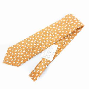 BVLGARI タグ付き ネクタイ 絹 シルク チューリップ柄 ライトブラウン