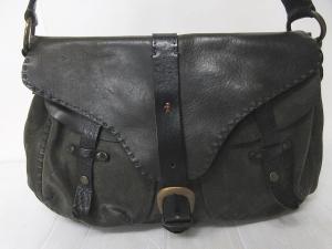 ショルダーバッグ レザー オミノ刺繍 グレー ブラック