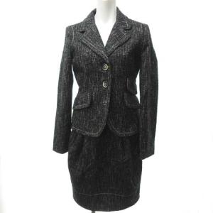 スカート セットアップ スーツ ジャケット ウール 白黒 36 フォーマル