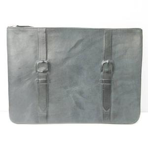 炙り出し レザークラッチバッグ 埋め込み ベルトモチーフ 加工 黒 ブラック