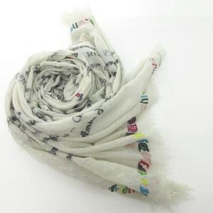 大判ストール マフラー 英字 刺繍 薄手 シアー 白 黒 カラフル マルチカラー