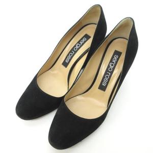 パンプス チャンキーヒール スウェード ブラック 黒 38