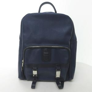 イタリア製 レザー デイパック リュックサック バックパック ネイビー 紺