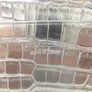 STRASBURGO 美品 クロコ型押し レザー カードケース 名刺入れ 革小物 黒 ブラック