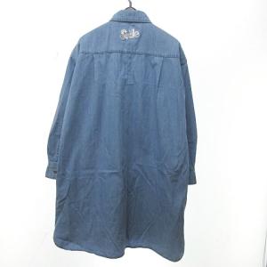 lucien pellat finet シャツワンピース 長袖 膝丈 SMILE スカルラインストーン スワロフスキー 青 ブルー XS