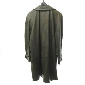 Leilian レザー コート ジャケット ライダース 革ジャン ラムレザー ダークカーキ 9 M