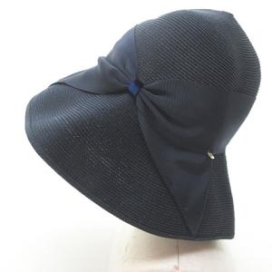 Athena New York ペーパーハット つば広 帽子 リボン ネイビー 紺 0207 RRR