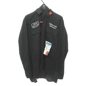 MIHARA YASUHIRO 19SS W-NECK WORKING SHIRT A02SH211 バック刺繍 オーバー シャツ ブラック 黒44