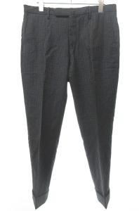パンツ スラックス ウール チェック 格子 ウール グレー 灰 46
