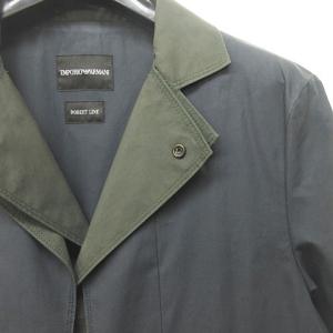 EMPORIO ARMANI ROBERT LINE ゴム引きコート ジャケット フェイクレイヤード ネイビー カーキ